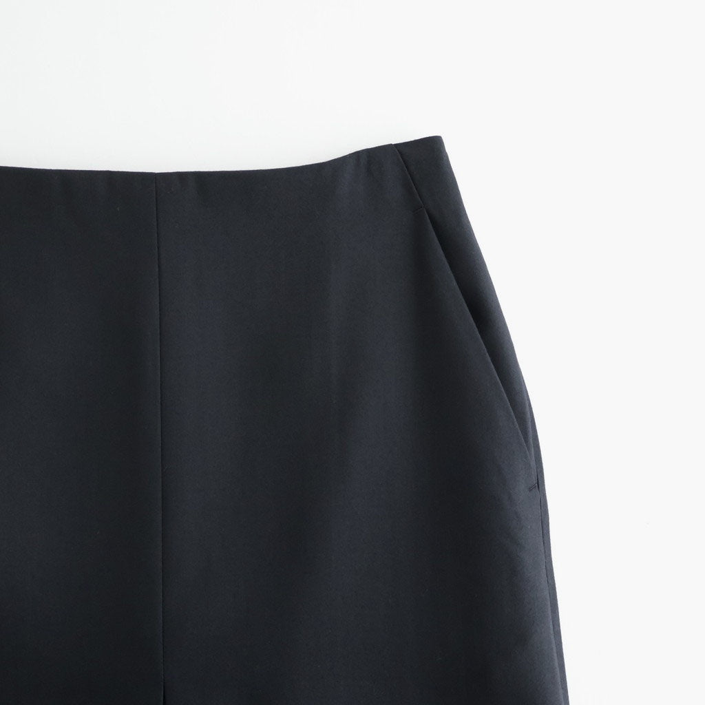 TENSE WOOL DOUBLE CLOTH SLIT SKIRT #BLACK [A26AS02HP]