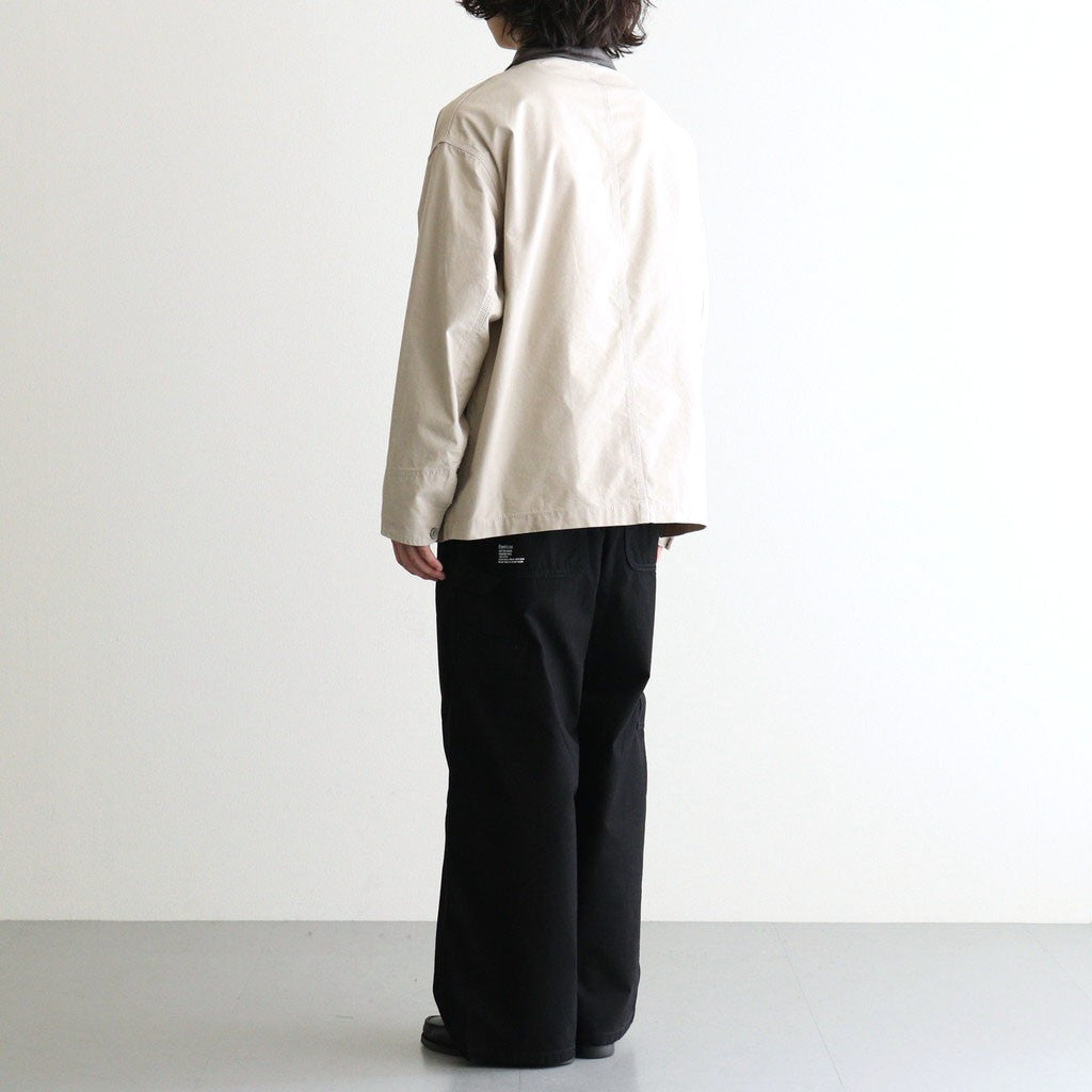 COTTON CANVAS LEATHER COLLAR WORK JACKET #BEIGE [FSC263-30032]
