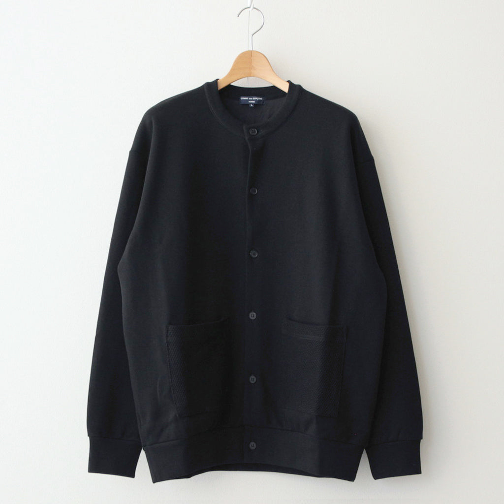 綿度詰天竺×ワッフル カーディガン #BLACK [HN-T006-051]