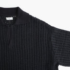 MESH KNIT SKIPPER POLO SHIRT #BLACK [YK26SS01298S]