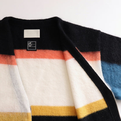 MOHAIR BORDER V-NECK ZIP CARDIGAN - KEITA MARUYAMA 30TH ANNIV. EXCLUSIVE- #BLACK [YK24FW0884S-KM]