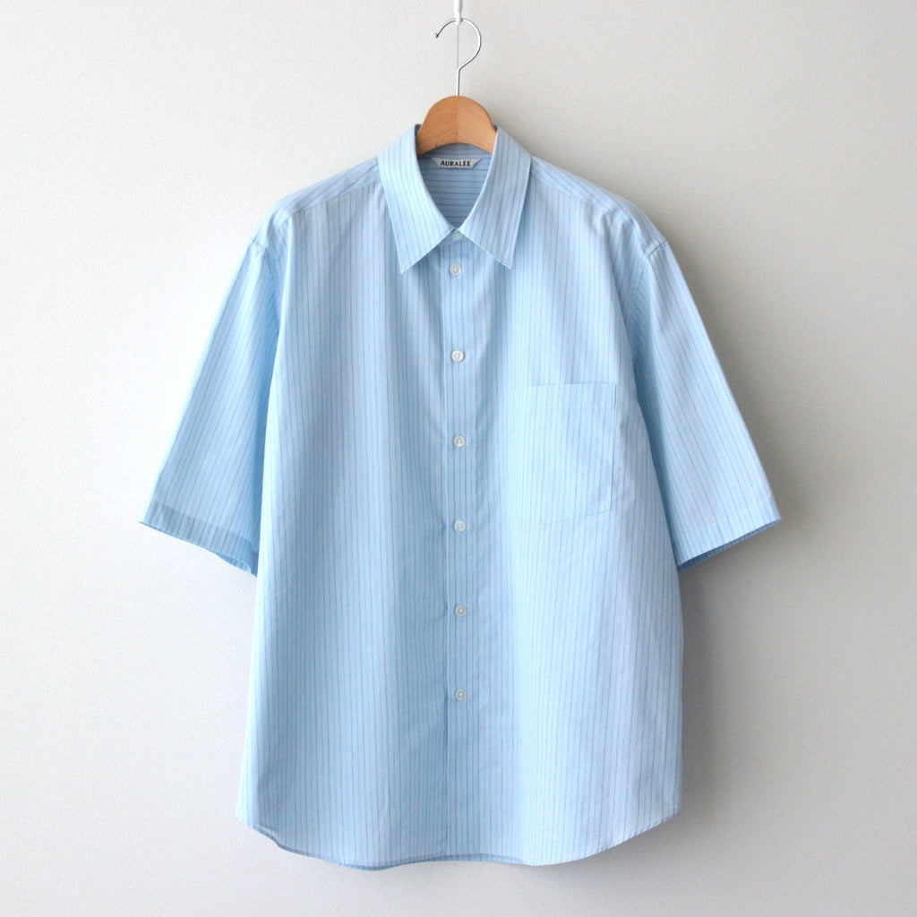 SUVIN HIGH COUNT CLOTH STRIPE HALF SLEEVED SHIRT #LIGHT BLUE STRIPE [A25SS02SS]