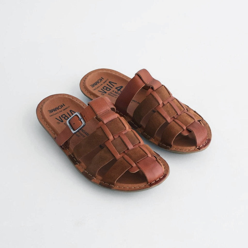 ステアスムース×スウェード サンダル #BROWN [HQ-K106-001]