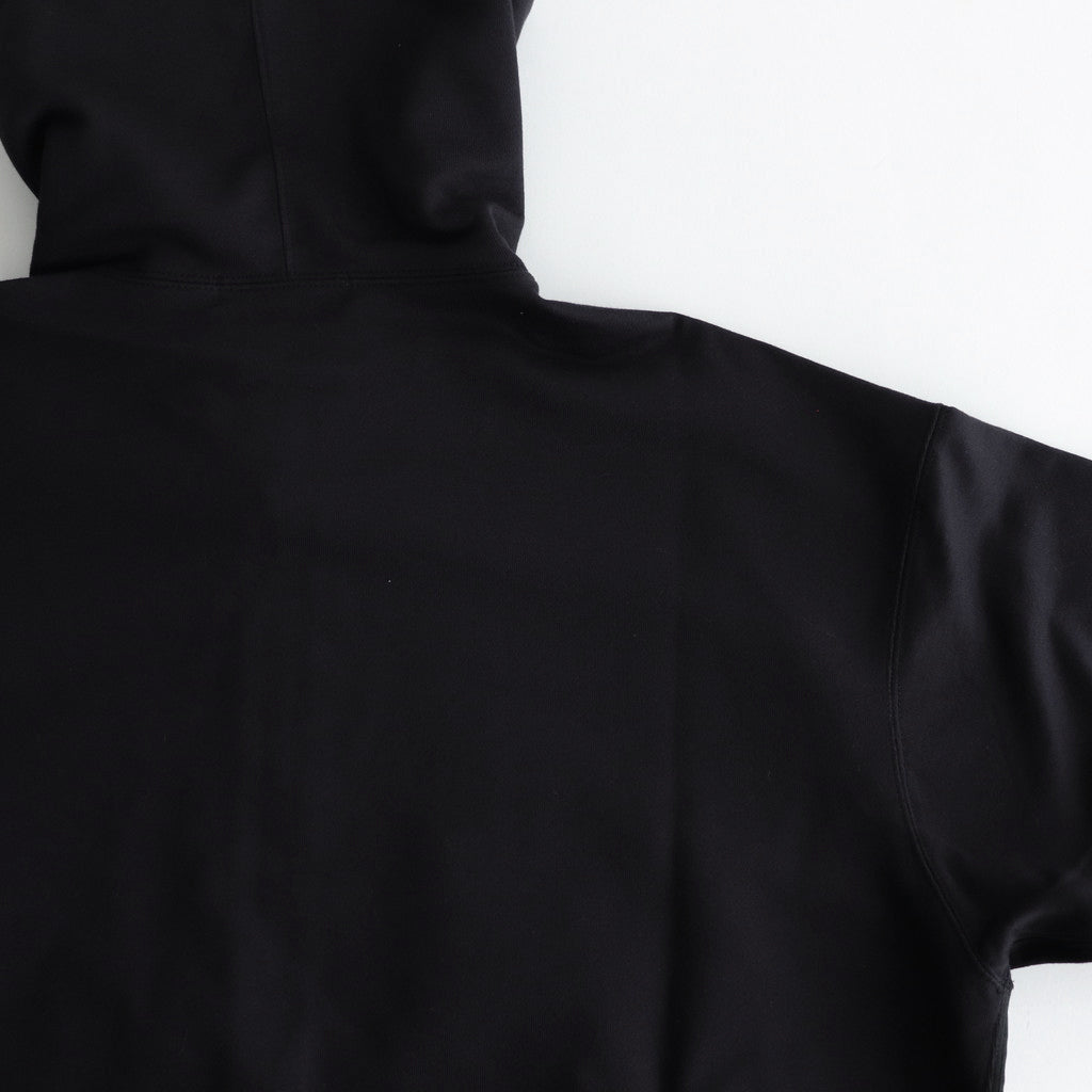 Cotton fleece x polyester cotton taffeta zip hoodie #BLACK [HN-T011-051]