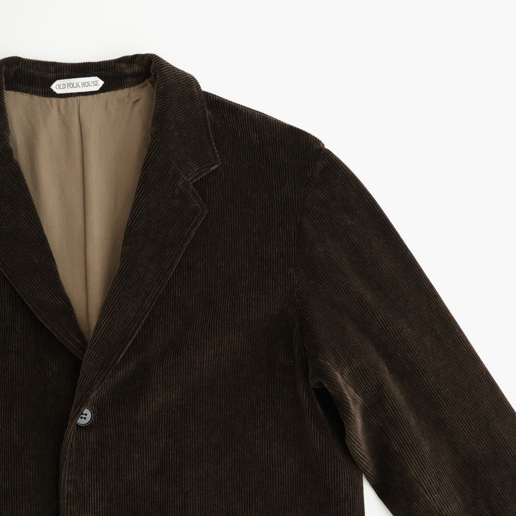 Cotton & Rayon Corduroy Tailored Jacket #Dark Brown [OFH011JK11]