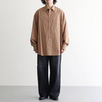 SIDOGRAS Brown Stripe L/S Oversized Regular Collar Shirt #BROWN [GM263-50345]