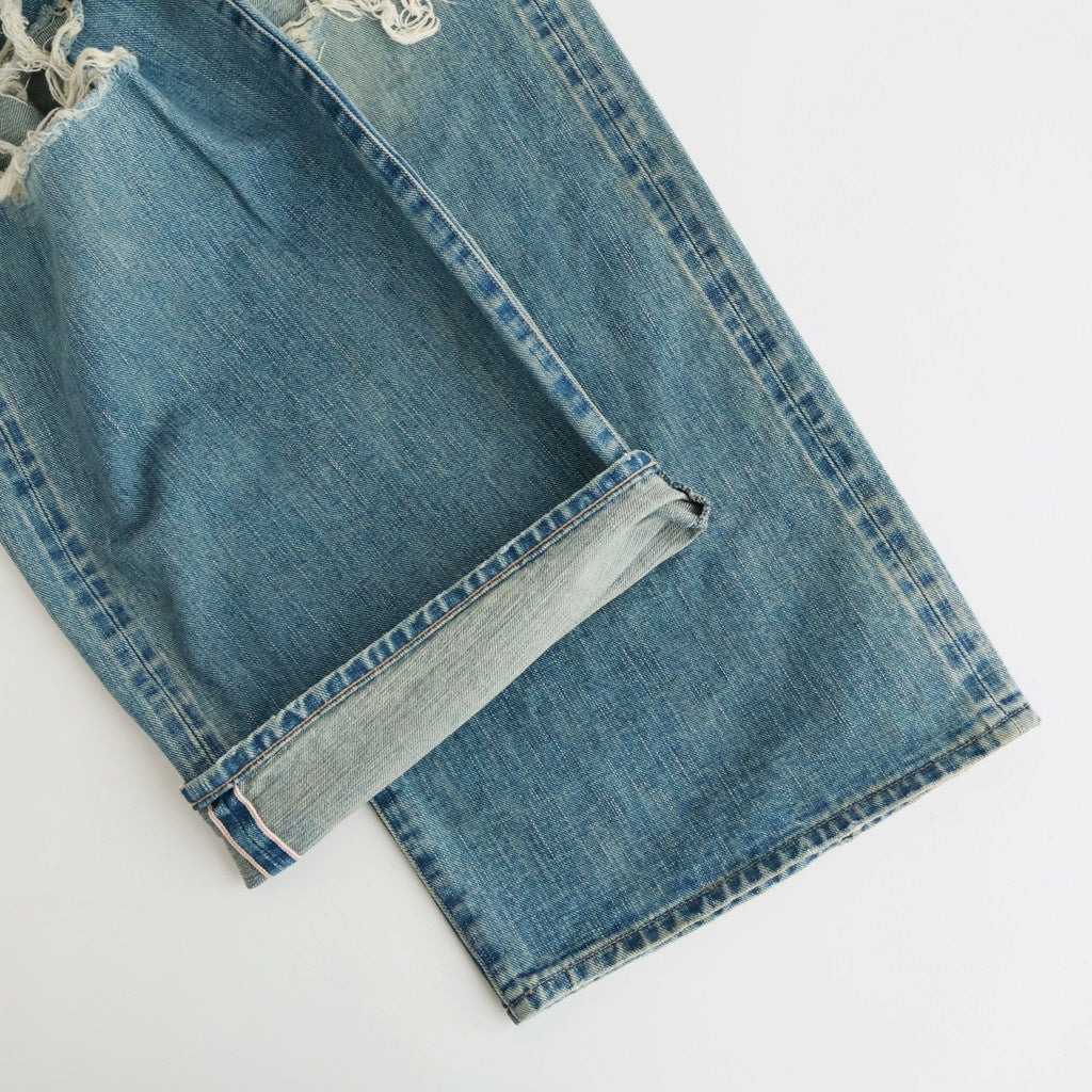 DESTRESSED MODERN DENIM WIDE CUT #FADED INDIGO [26440430]