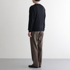 LIGHT WOOL MAX GABARDINE TWO-TUCK SLACKS #DARK OLIVE BROWN [A26SP04MG]