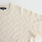 綿パイルジャカード格子柄トップス #OFF WHITE [HO-T013-051]