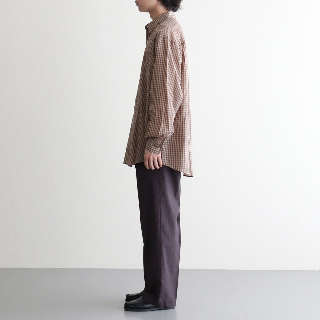 GARMENT-DYED FINX SHUTTLE WEATHER ONE-TUCK SLACKS #DARK BROWN [A26SP03SW]