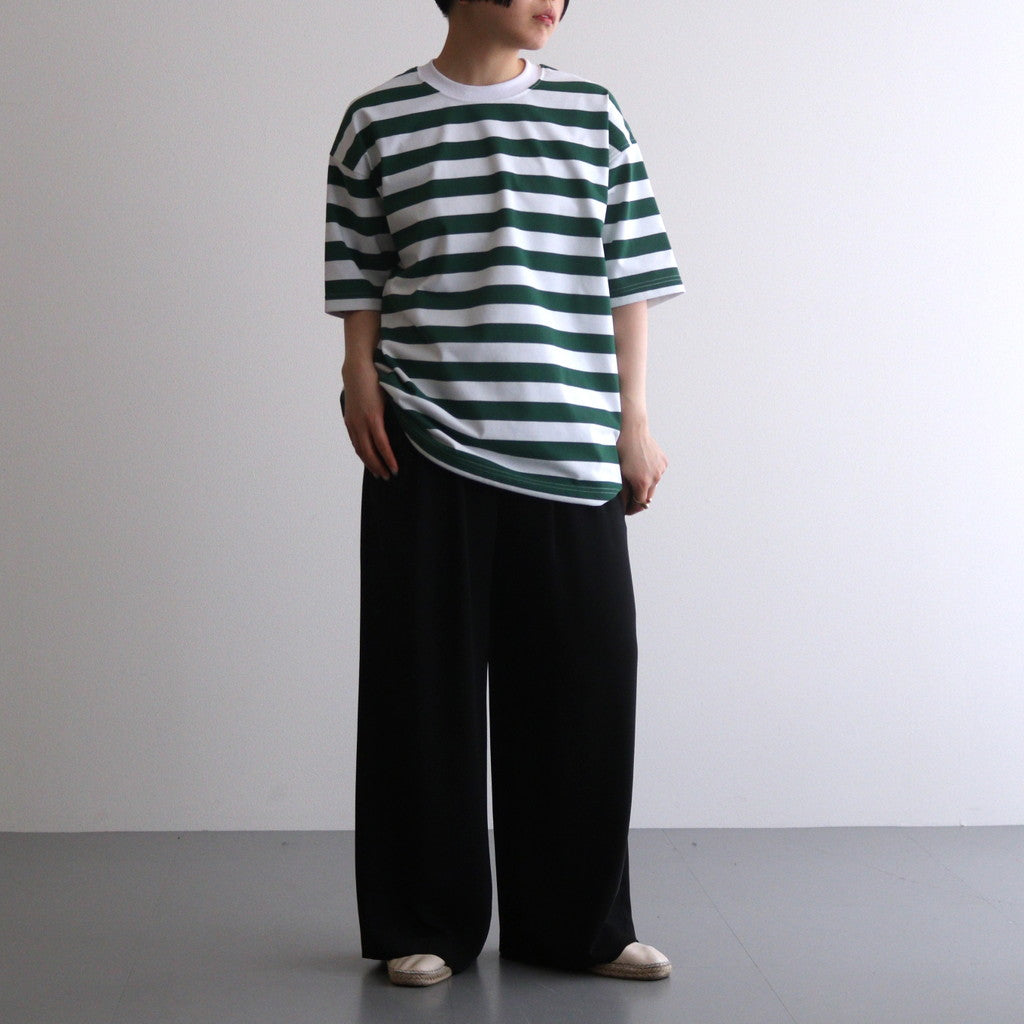 W's TECH DRAWSTRING BORDER S/S TEE #WHITE / GREEN [BE-36024L]