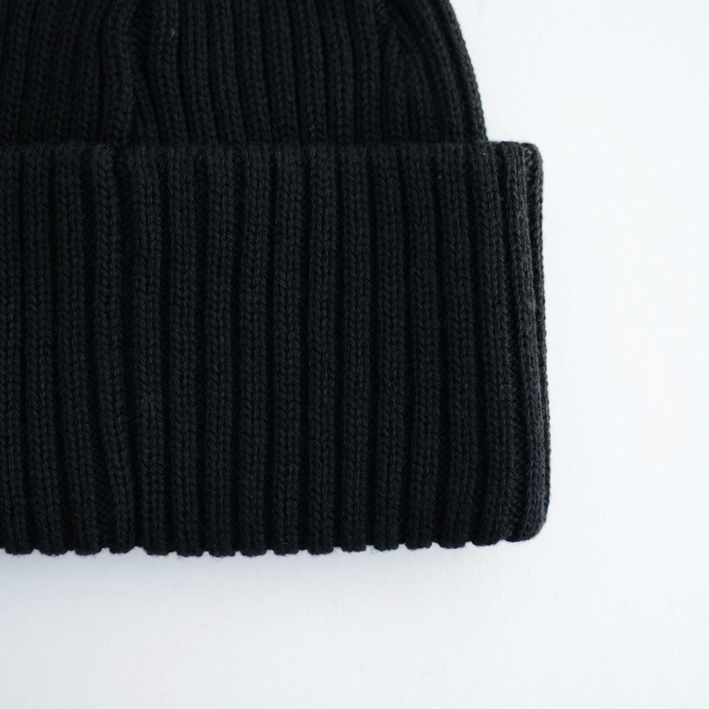 BATONER ウール梳毛リブ ブリーチ加工 ニットキャップ #BLACK [HR-N005-051]