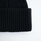 BATONER ウール梳毛リブ ブリーチ加工 ニットキャップ #BLACK [HR-N005-051]
