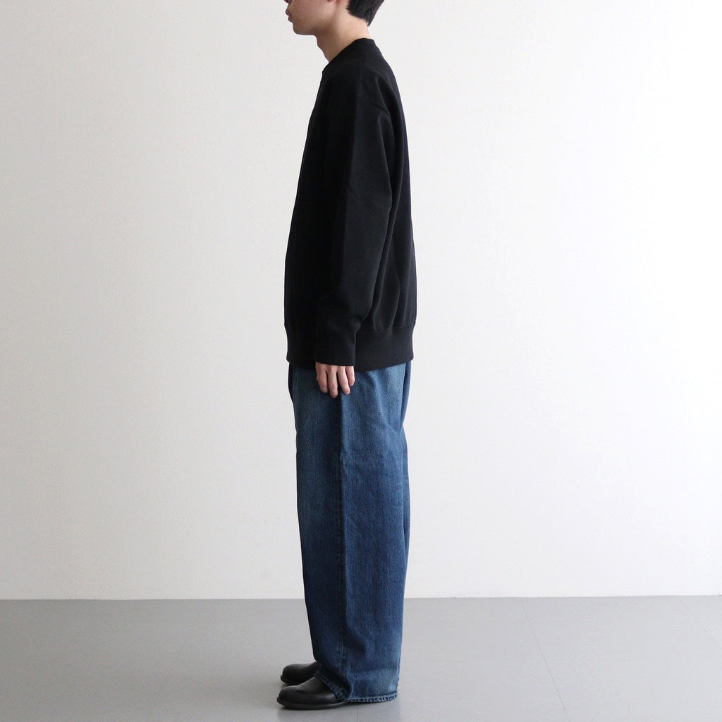 綿裏毛×綿ナイロンウェザー スウェット #BLACK [HO-T004-051]