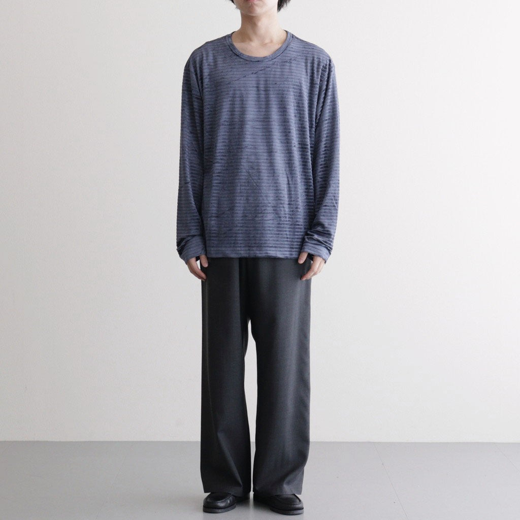 Velour Border Long Sleeve Tee #BLUE [I26SS-CUT13]