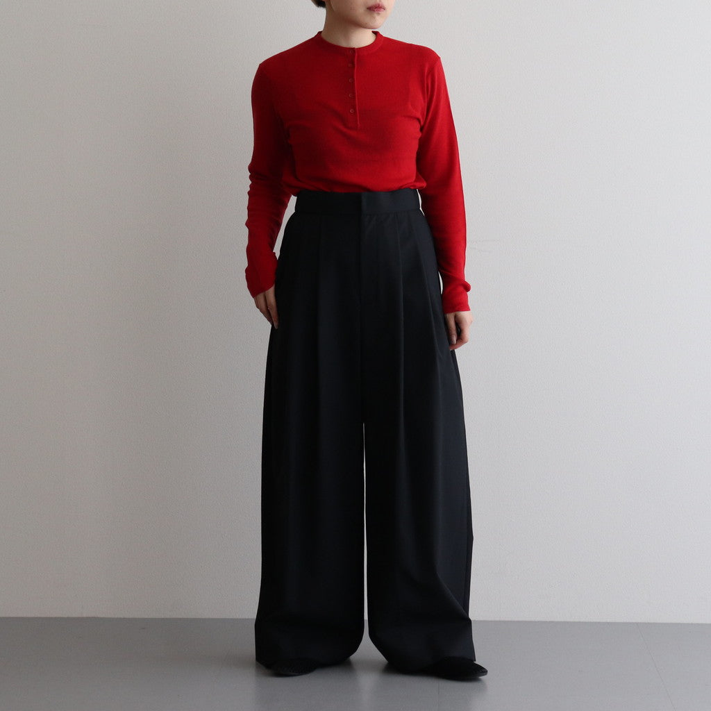 WOOL TROPICAL WIDE EASY PANTS #BLACK [PRAGCW0110]