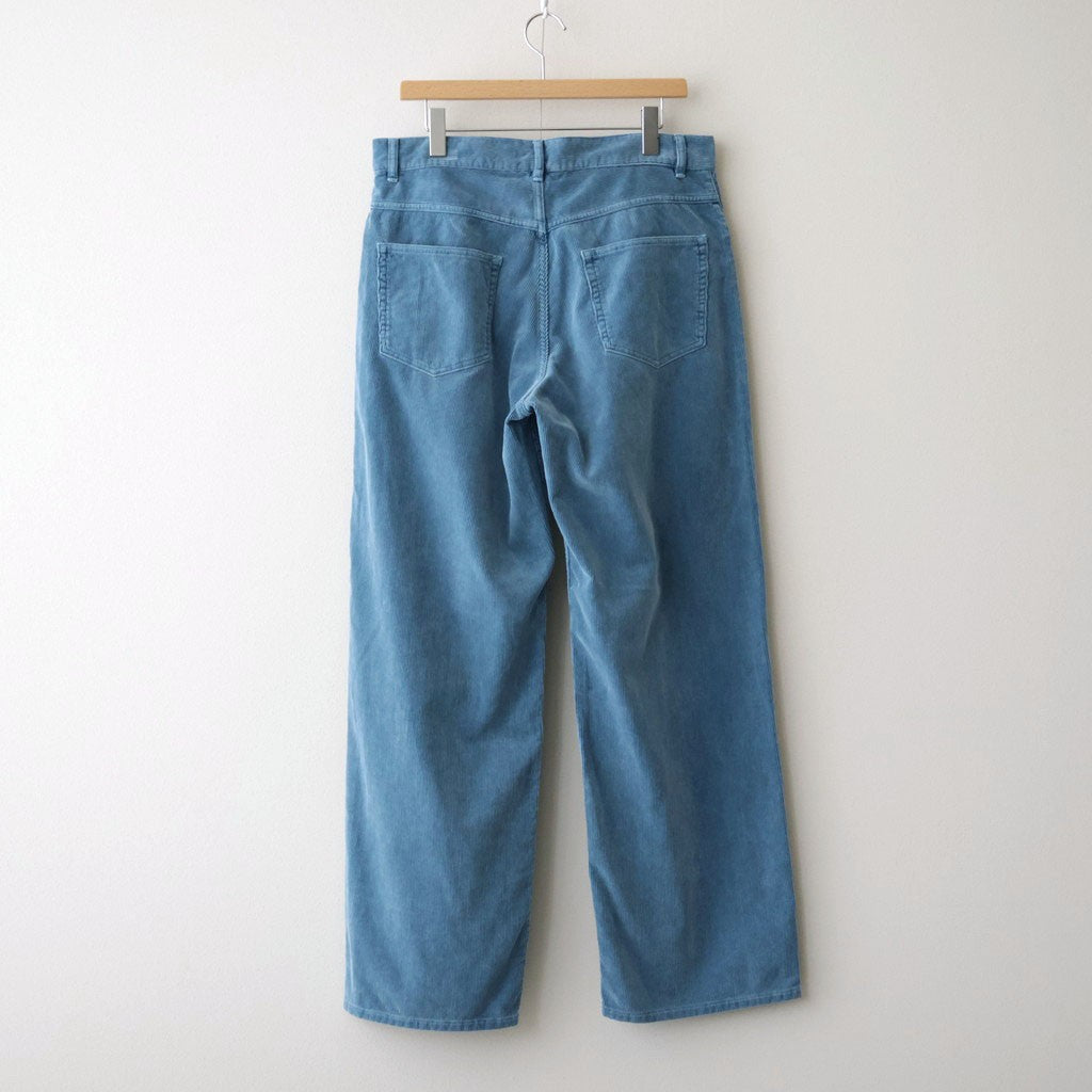 GARMENT-DYED FINX CORDUROY 5P WIDE PANTS #DUSTY BLUE [A26AP01FX]