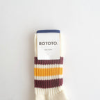 COARSE RIBBED OLDSCHOOL CREW SOCKS #BORDEAUX/YELLOW [R1255-SS26]
