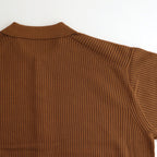 Stripe Mesh Knit Shirt #Brown [2501-008]