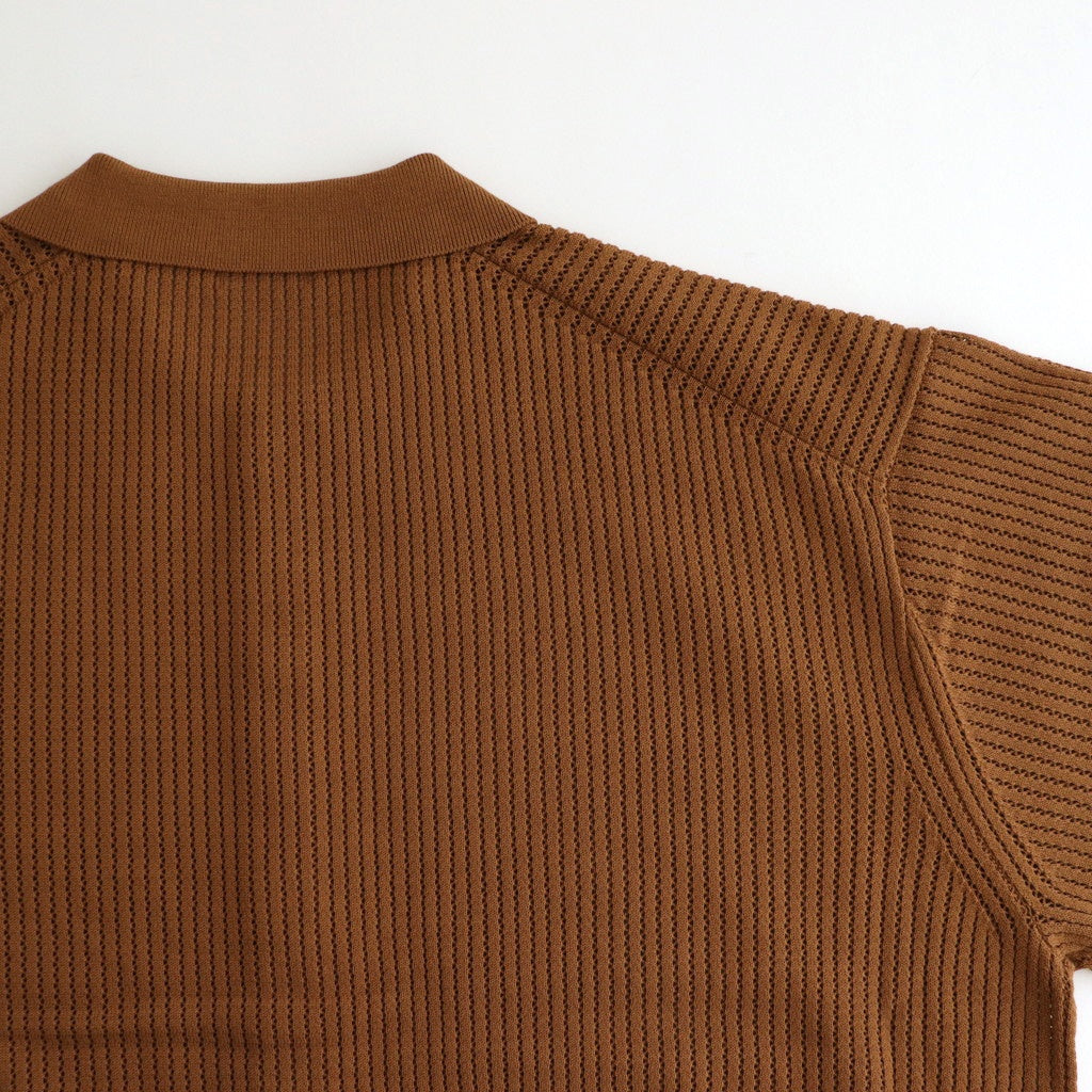 Stripe Mesh Knit Shirt #Brown [2501-008]