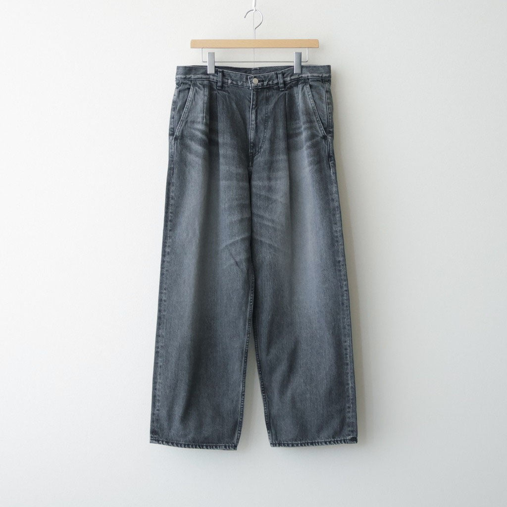 Selvage Denim Two Tuck Pants #BLACK LIGHT FADE [GU263-40061LB]