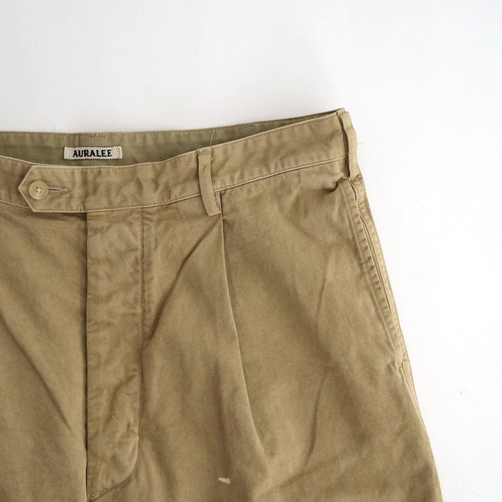 GARMENT-DYED FINX LIGHT CHINO ONE-TUCK WIDE PANTS #BEIGE