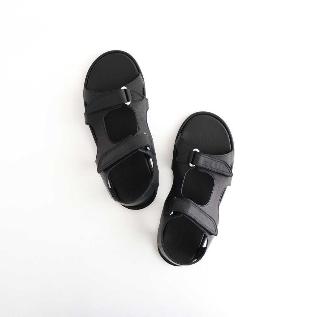 SOFT LEATHER DOUBLE STRAP SANDALS #BLACK [A26SS06QD]