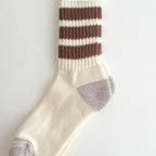 COARSE RIBBED OLDSCHOOL CREW SOCKS #BROWN [R1255-SS26]
