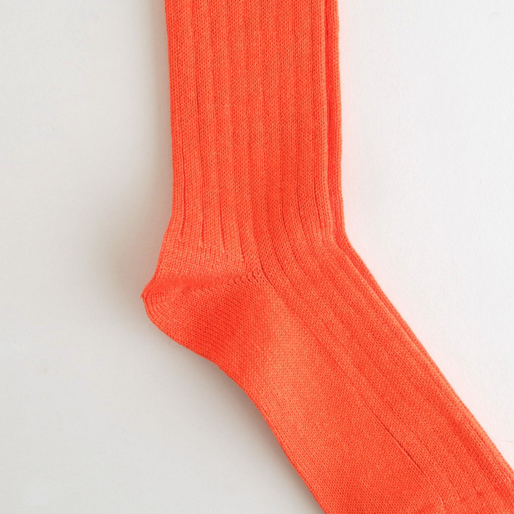 LINEN COTTON RIBBED CREW SOCKS #ORANGE RED [R1461-SS26]