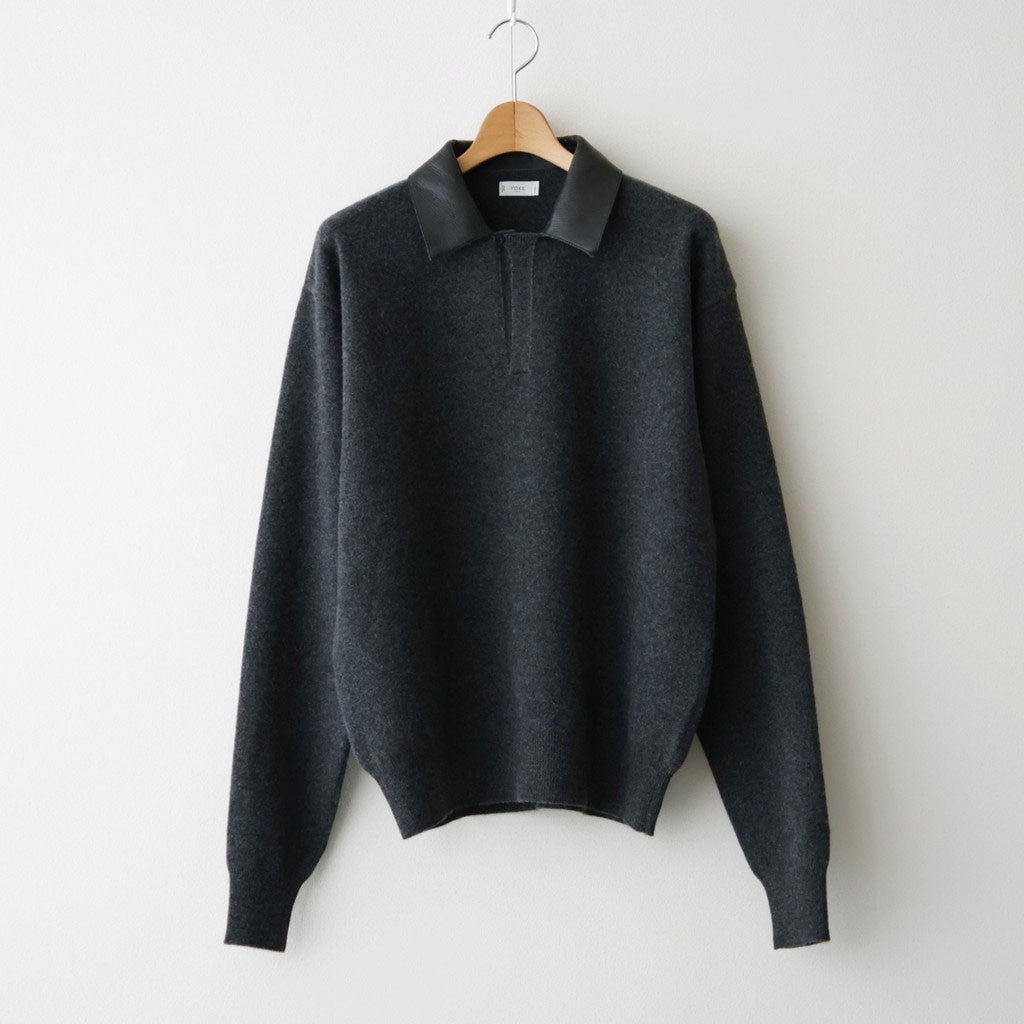 Leather-Trimmed Skipper Sweater #Charcoal [YK26FW01380S]