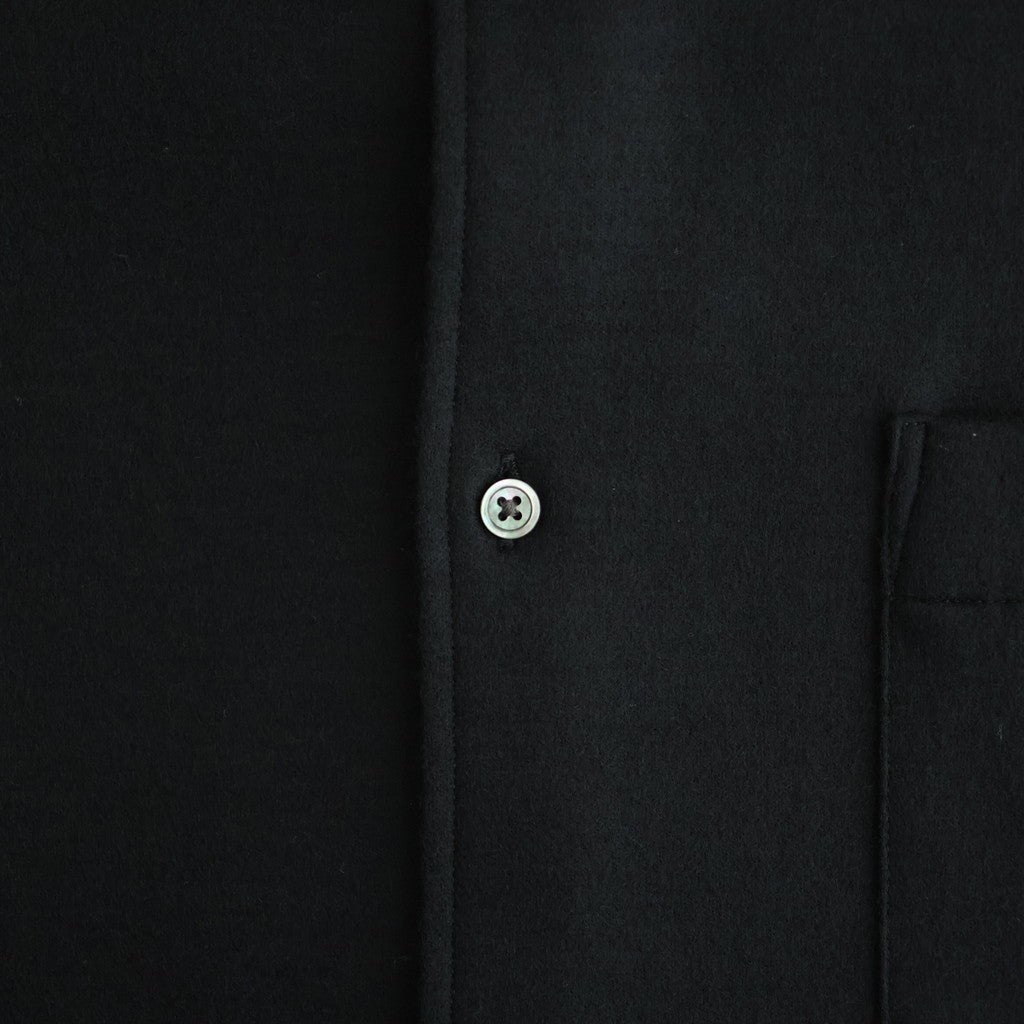 Wool Smooth Flannel Oversized Regular Collar Shirt #BLACK [GU263-50521B]