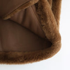 STRAIGHT MERINO MOUTON FUR P-COAT #BROWN [A25AC03MM]