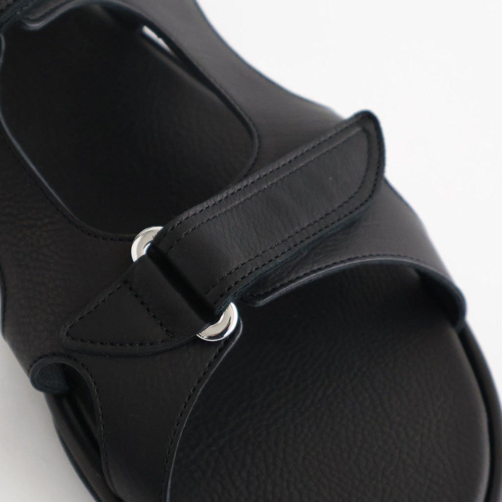 SOFT LEATHER DOUBLE STRAP SANDALS #BLACK [A26SS06QD]