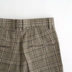 SILK LINEN NEP CHECK ONE-TUCK SLACKS #DARK BROWN CHECK [A26SP04SN]