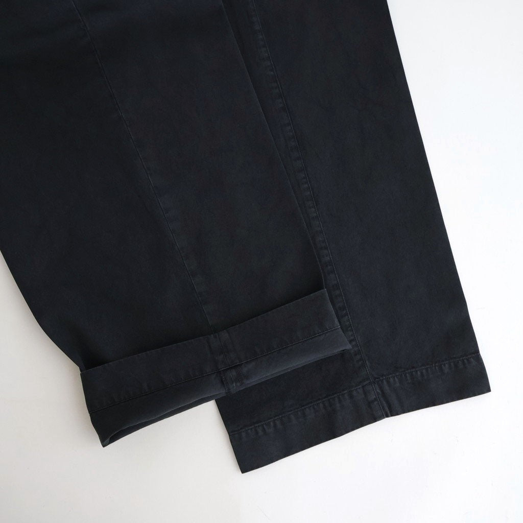 GARMENT-DYED FINX LIGHT CHINO ONE-TUCK WIDE PANTS #BLACK [A26SP05LF]