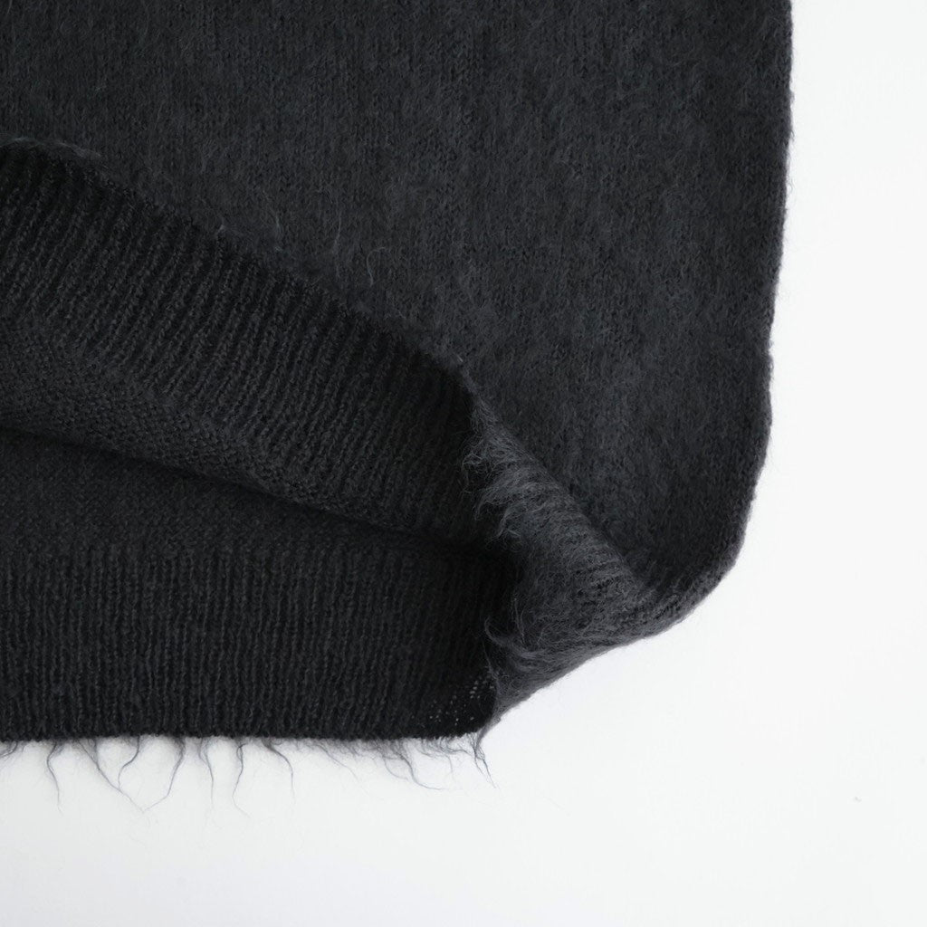 BRUSHED SUPER KID MOHAIR KNIT POLO #INK BLACK [A26AP01KM]