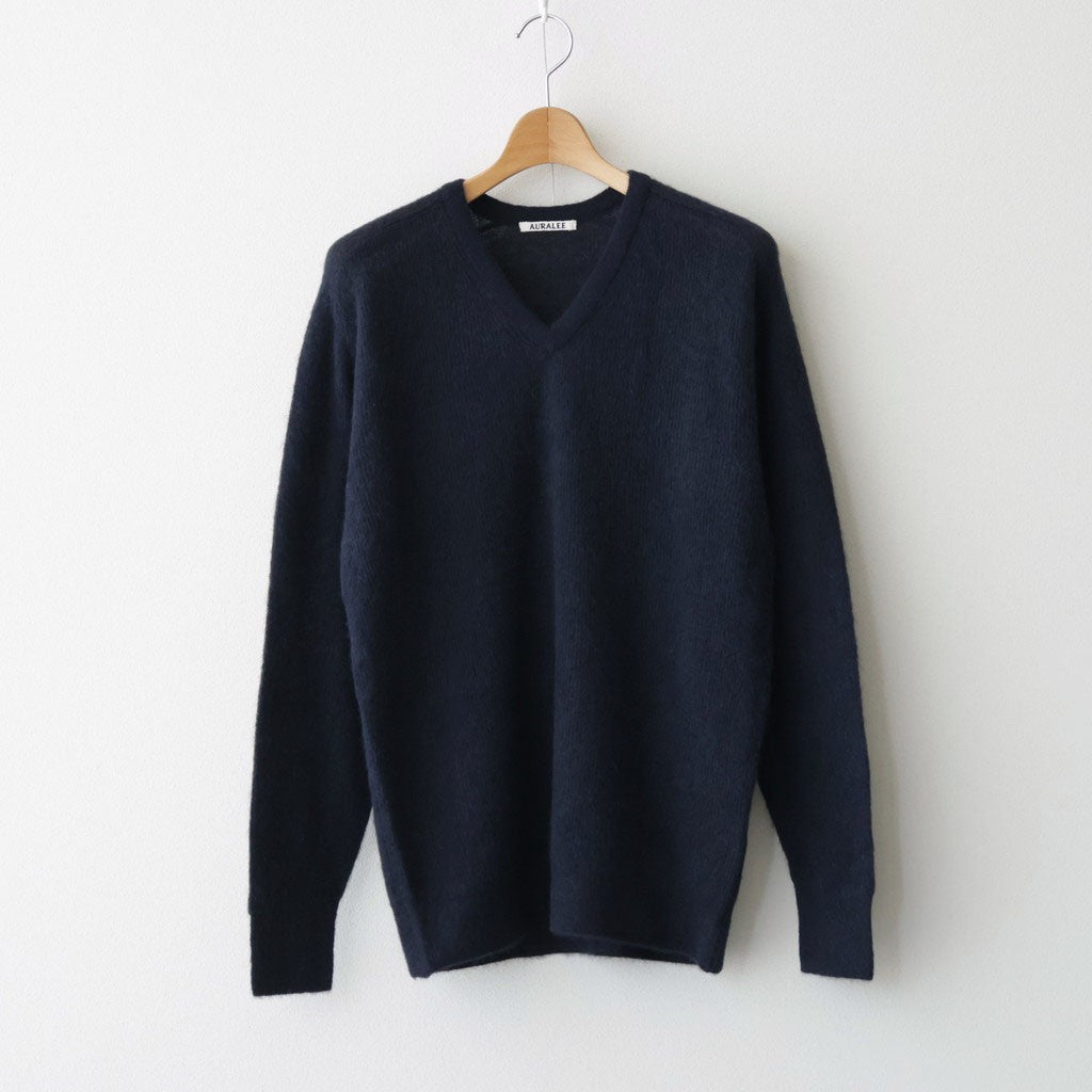 BABY SURI ALPACA SHEER KNIT V-NECK P/O #NAVY [A26AV03AK]