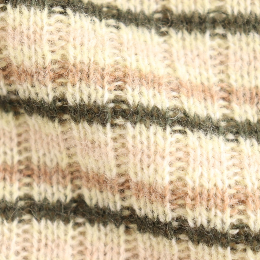 SHETLAND WOOL CASHMERE RIB KNIT BOAT-NECK P/O #BEIGE STRIPE [A25AP03SB]
