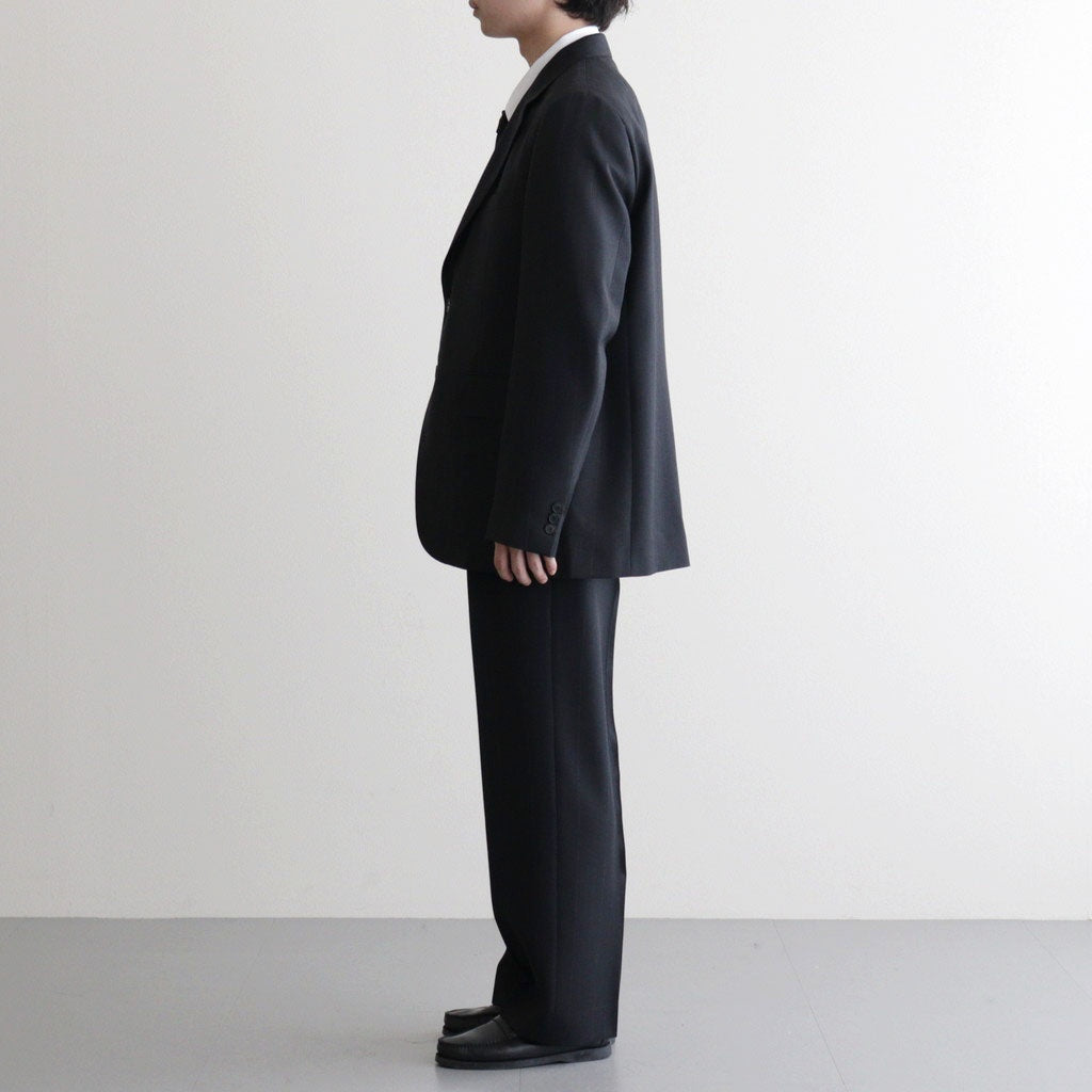 BLUEFACED WOOL TWO-TUCK SLACKS #CHARCOAL NAVY STRIPE [A26SP02BA]