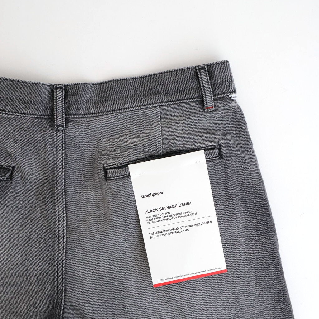 Selvage Denim Two Tuck Pants #BLACK_LIGHT FADE [GU261-40061LB]