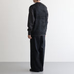 WOOL FLANNEL LONG WIDE TROUSERS #BLACK [ST.1258]