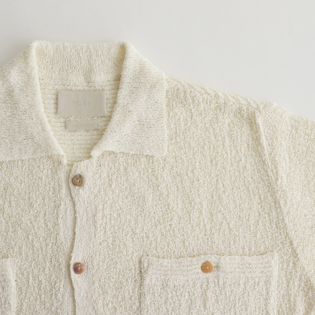 COTTON SHEER KNIT OPEN COLLAR SHIRT #OFF WHITE [YK25SS0964S]