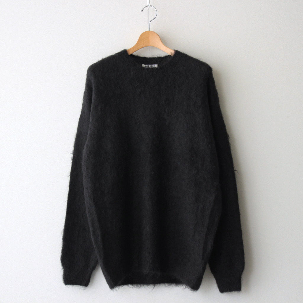 BRUSHED SUPER KID MOHAIR KNIT P/O #INK BLACK [A24AP03KM]