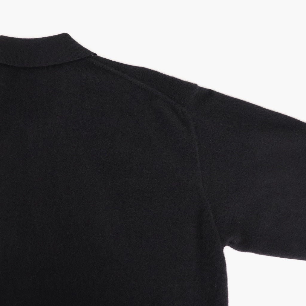 PURE CASHMERE KNIT POLO LS #BLACK [ST.1630]