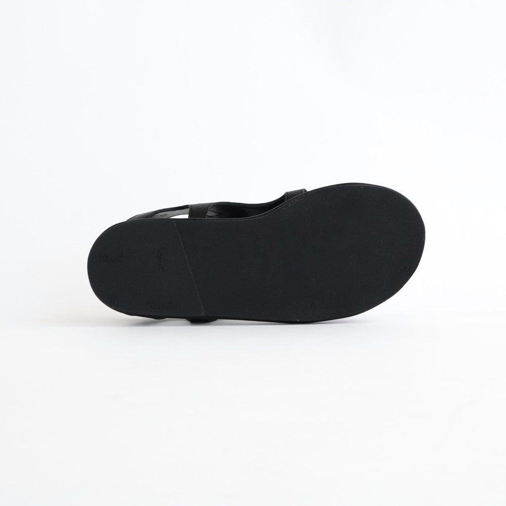 SOFT LEATHER DOUBLE STRAP SANDALS #BLACK [A26SS12QD]