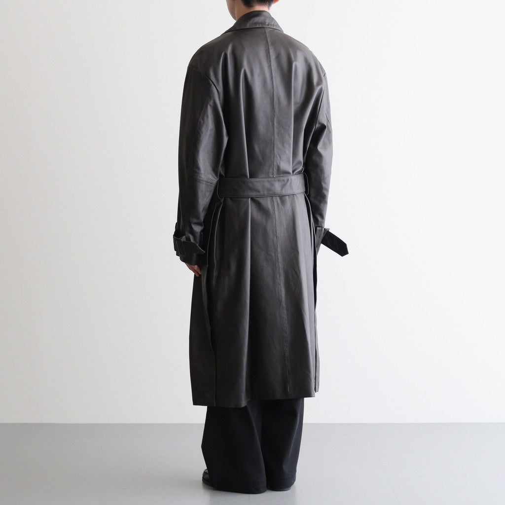 LEATHER DOUBLE BREASTED COAT #DARK BROWN [YK24FW0747C] – ciacura