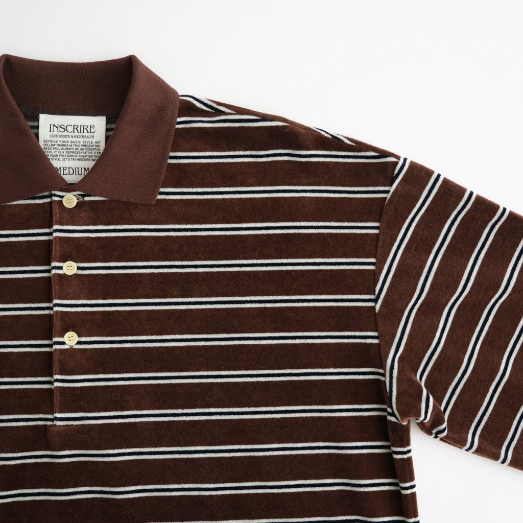 Velvet Border Polo Shirt #BROWN×NAVY [I26AW-BC11]