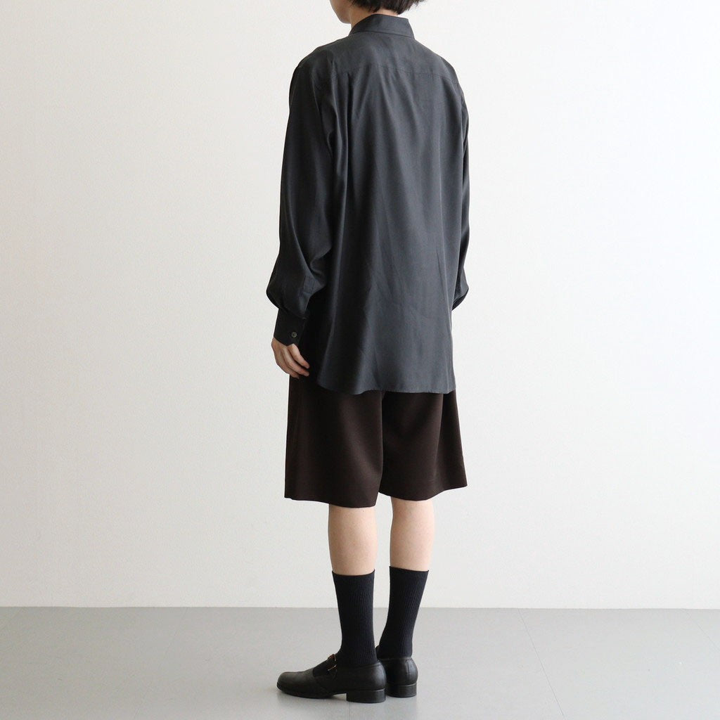CUPRO TWILL OVERSIZED LS SHIRT #BLACK [ST.1459]