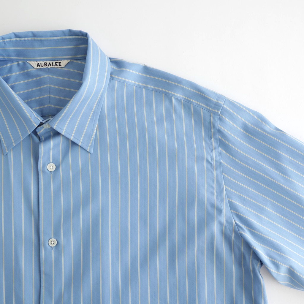 COTTON SILK STRIPE SHIRT #SAX BLUE STRIPE [A26AS01CS]