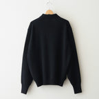 EXTRA FINE WOOL KNIT POLO LS #BLACK [ST.1477]